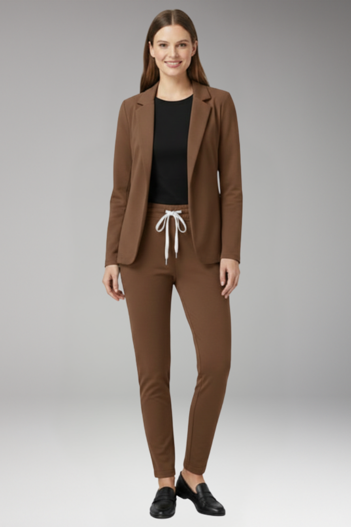 Women's two piece Set with Blazer and Drawstring Trousers