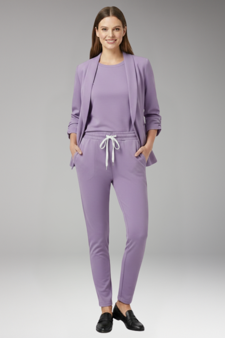 Women's two piece Set with Blazer and Drawstring Trousers