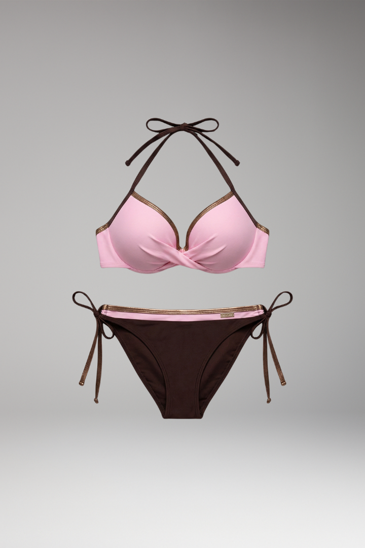 Women's Bikini Set with Metallic Accents and Adjustable Straps