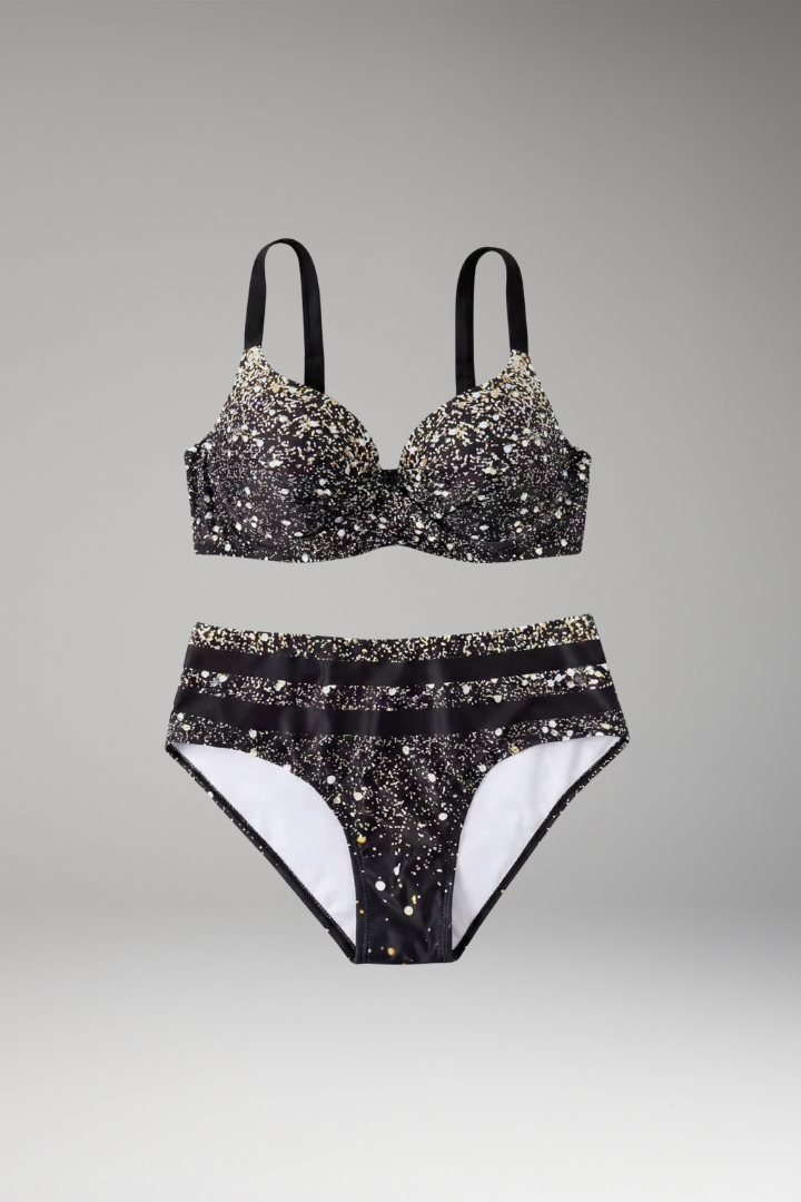 Women's Bikini Set with Underwire and High-Waisted Bottoms