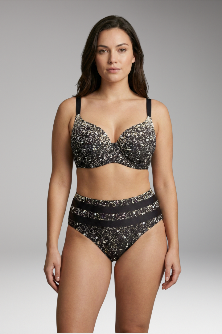 Women's Bikini Set with Underwire and High-Waisted Bottoms