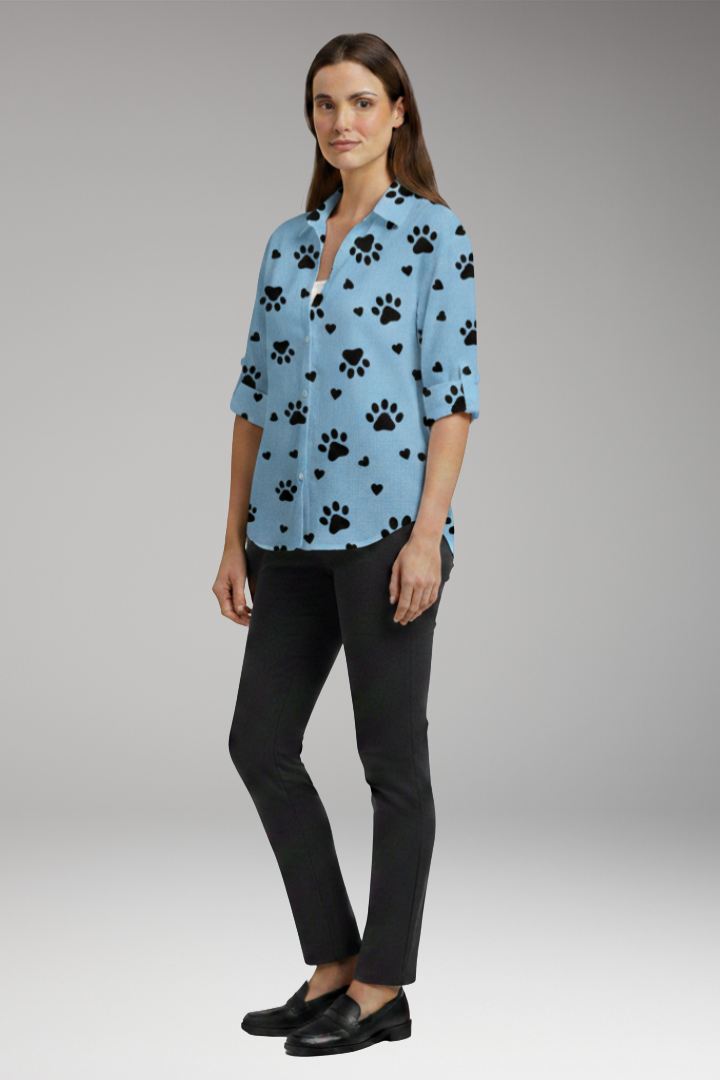 Women's Blouse with Button-Front and Pocket