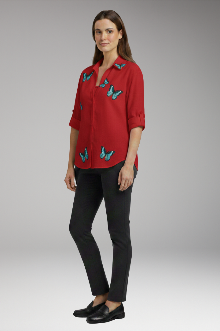 Women's Blouse with Button-Front and Pocket
