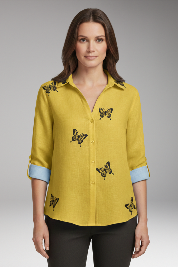 Women's Blouse with Button-Front and Pocket