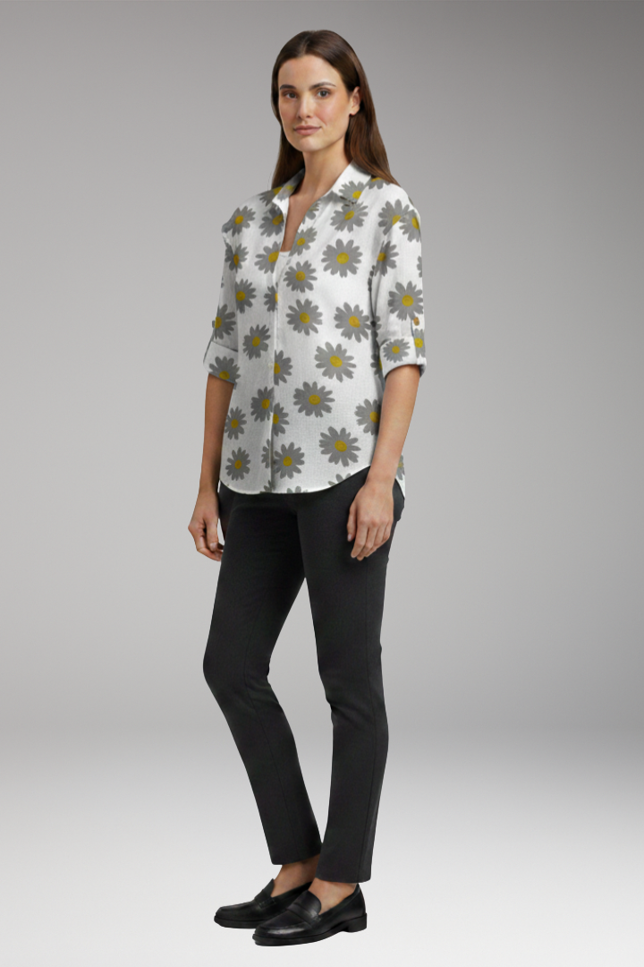 Women's Blouse with Button-Front and Pocket