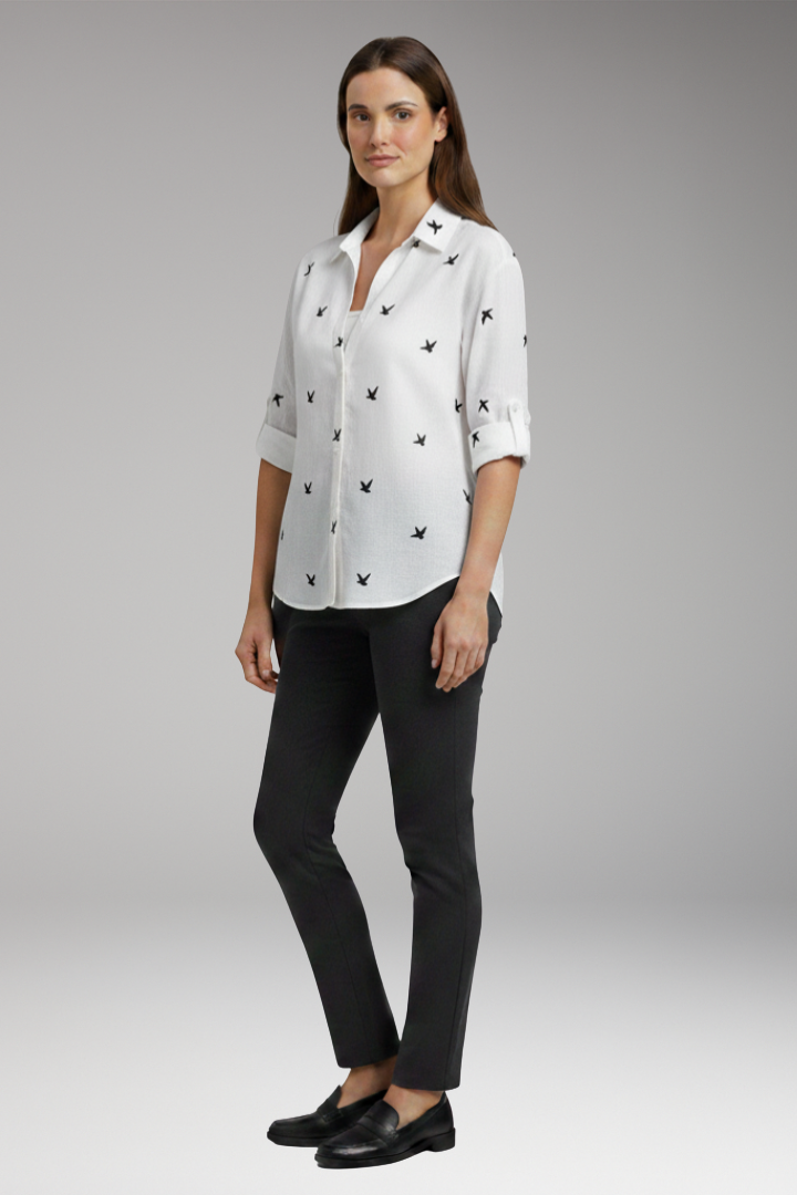 Women's Blouse with Button-Front and Pocket