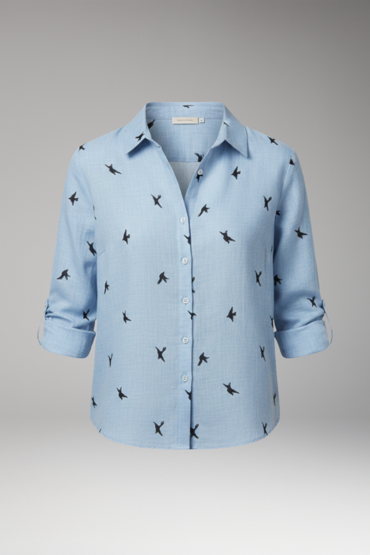 Women's Blouse with Button-Front and Pocket