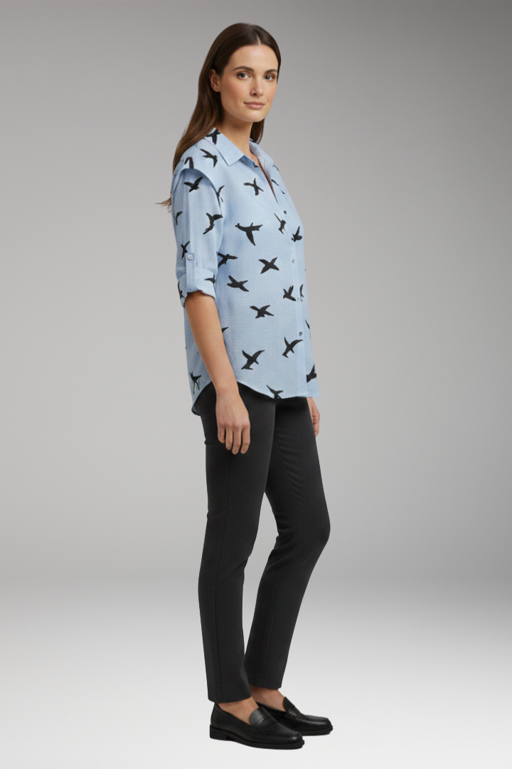 Women's Blouse with Button-Front and Pocket