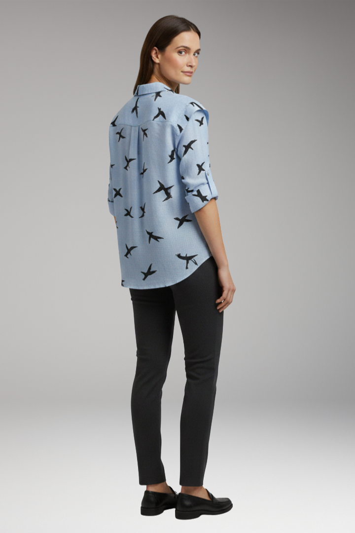 Women's Blouse with Button-Front and Pocket