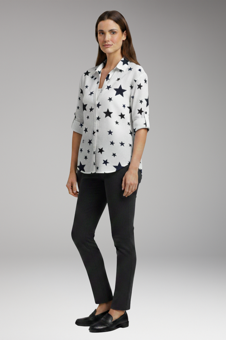 Women's Blouse with Button-Front and Pocket