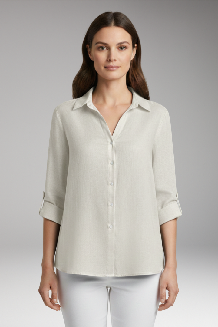 Women's Blouse with Long Sleeves and Button Placket