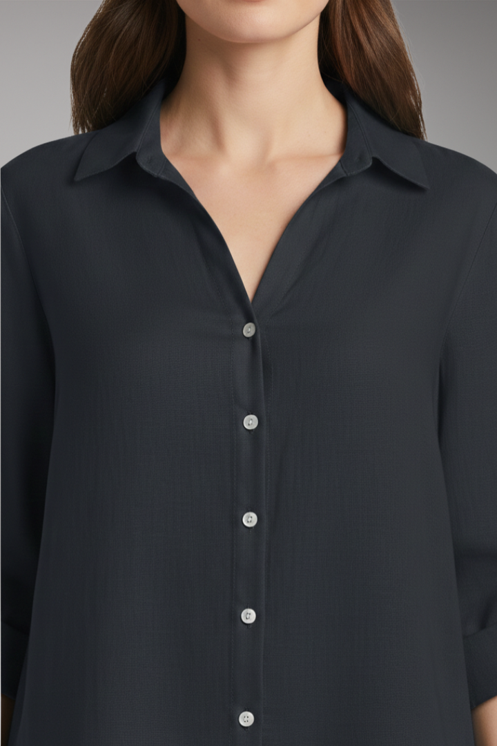 Women's Blouse with Long Sleeves and Button Placket