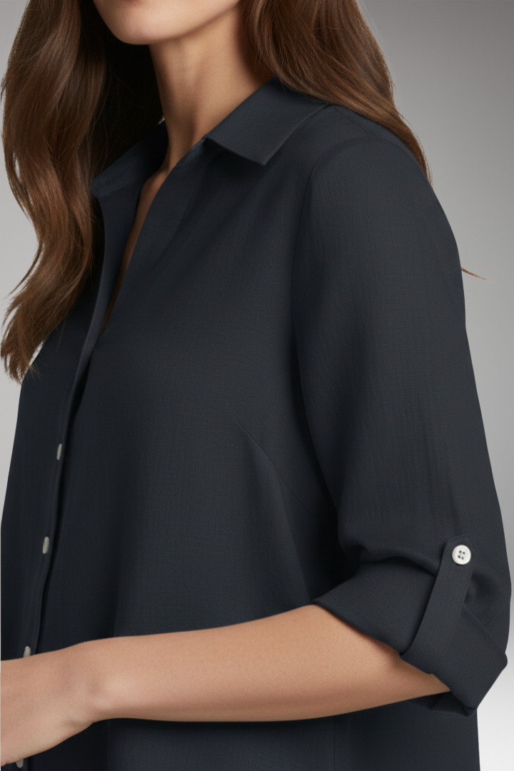 Women's Blouse with Long Sleeves and Button Placket