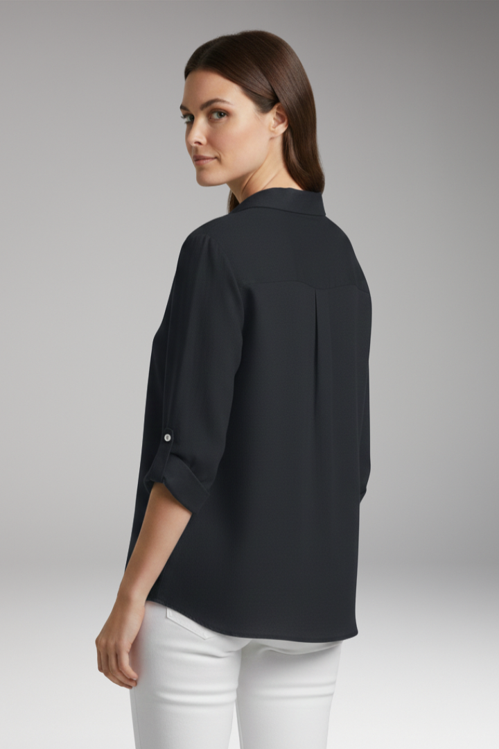 Women's Blouse with Long Sleeves and Button Placket