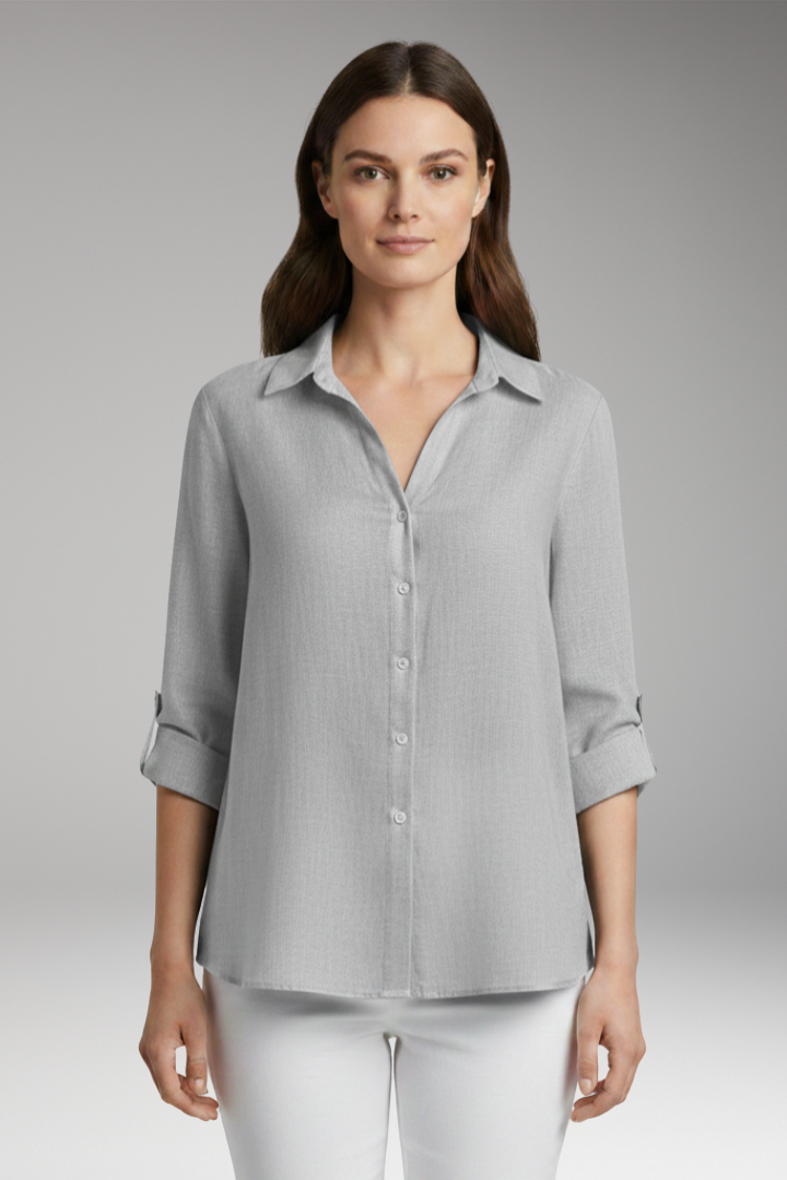 Women's Blouse with Long Sleeves and Button Placket
