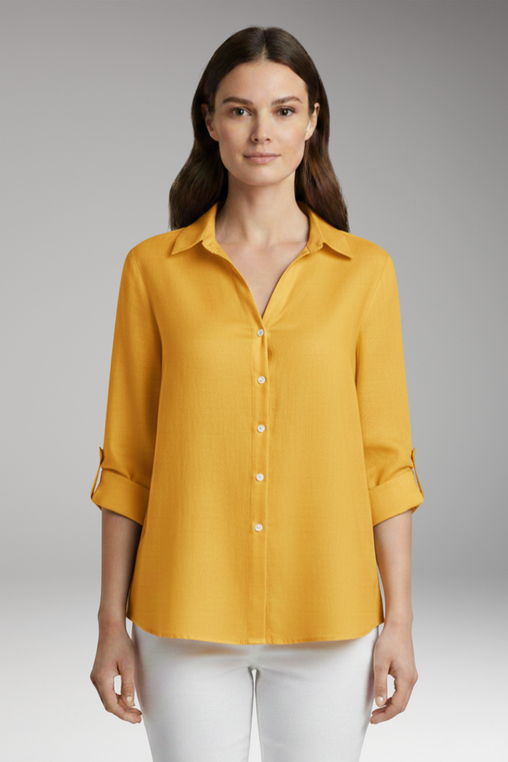 Women's Blouse with Long Sleeves and Button Placket