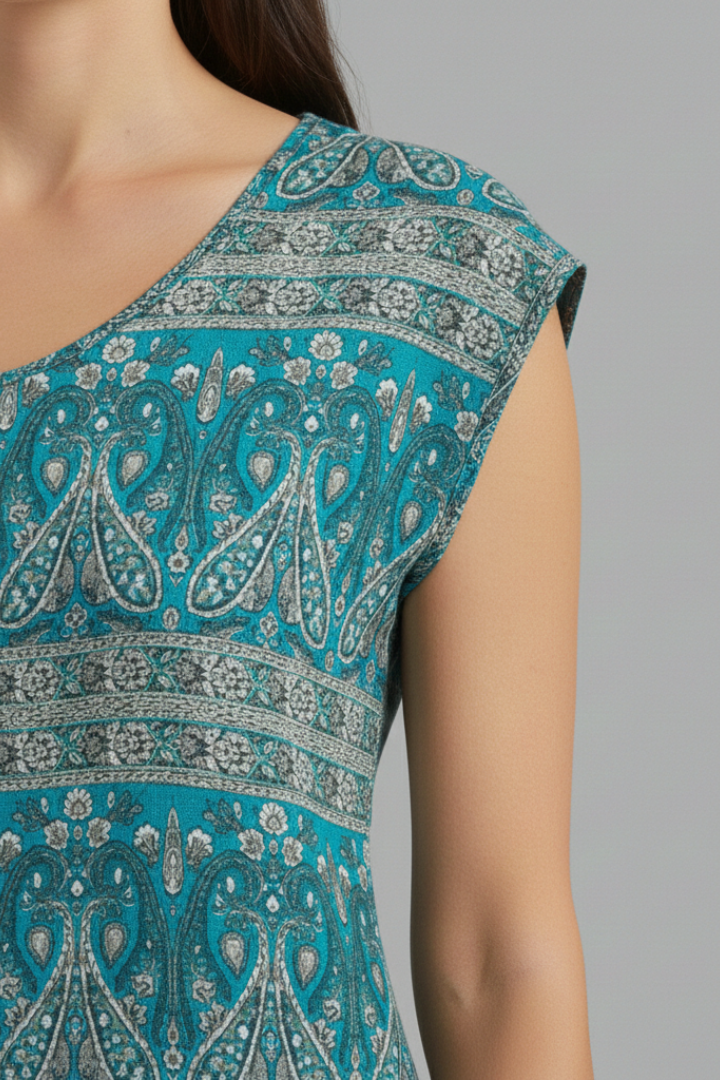 Women's Blouse with V-Neck and Floral Design