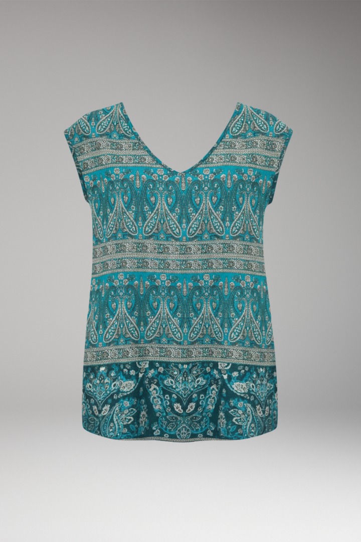 Women's Blouse with V-Neck and Floral Design