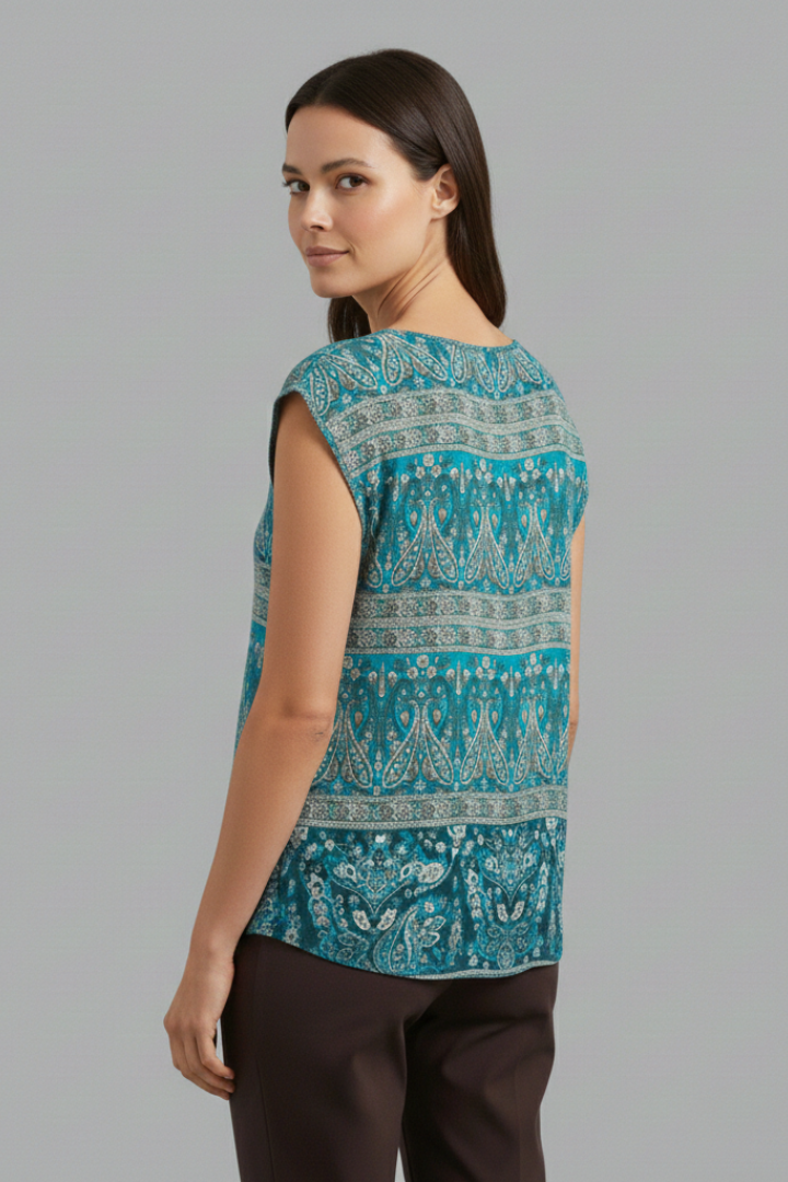 Women's Blouse with V-Neck and Floral Design