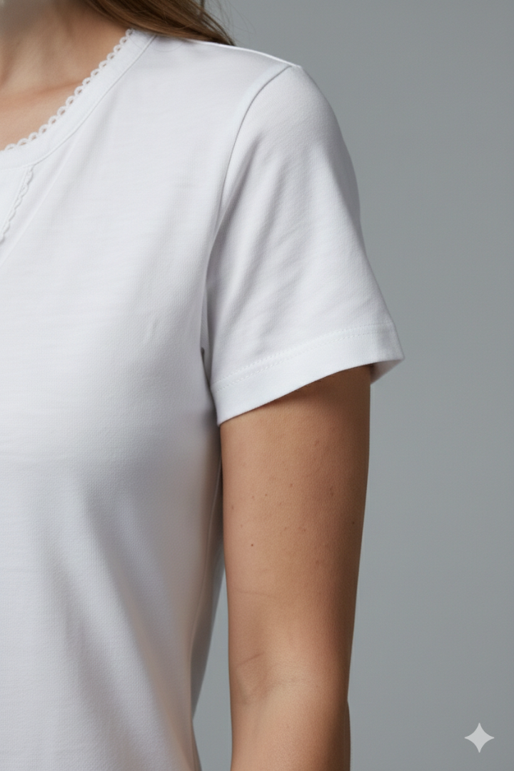 Women's Casual T-shirt with V-neck and Short Sleeves