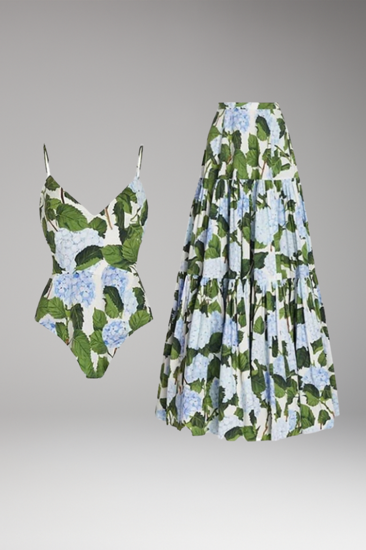 Women's Floral Dress with Halter Neck and Flowing Skirt