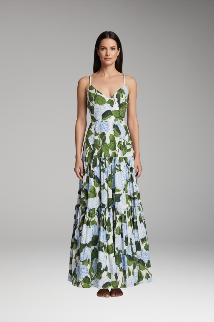 Women's Floral Dress with Halter Neck and Flowing Skirt