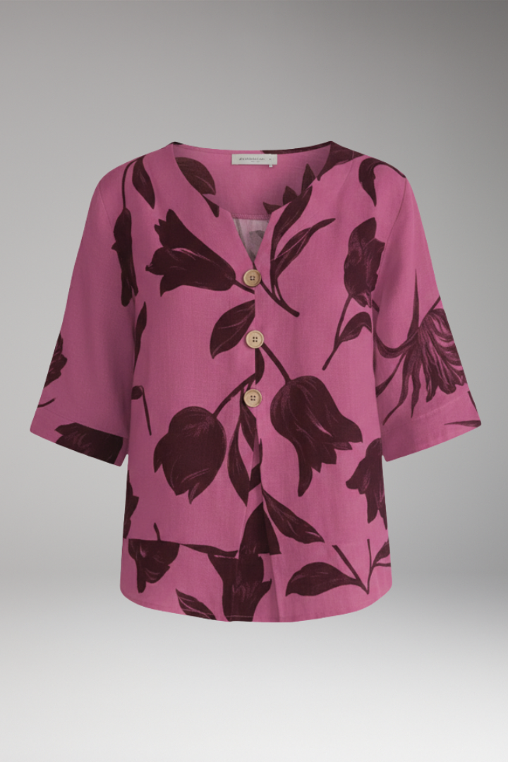 Women's Floral Print Blouse with V-Neck