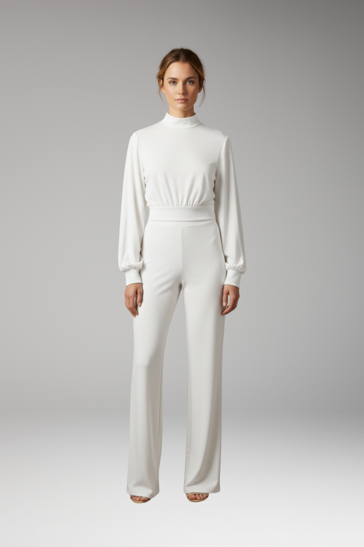 Women's Jumpsuit with Half Collar and Relaxed Fit
