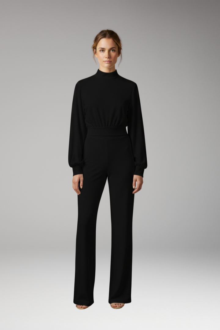 Women's Jumpsuit with Half Collar and Relaxed Fit