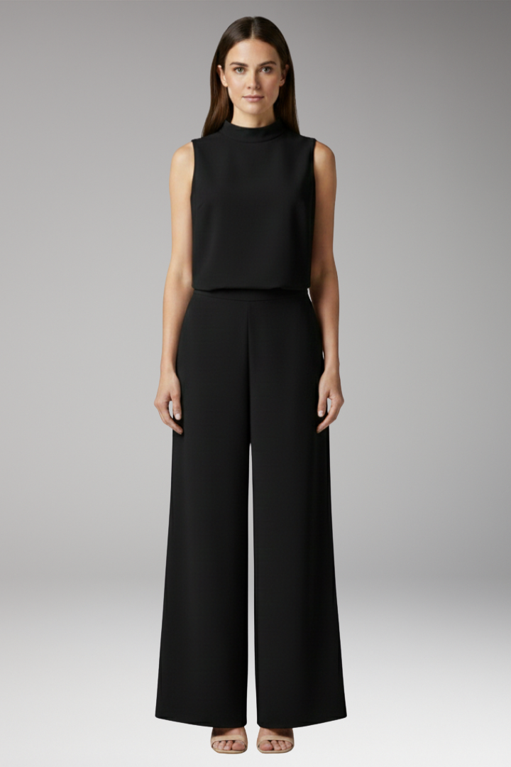 Women's Jumpsuit with High Collar and Wide Legs