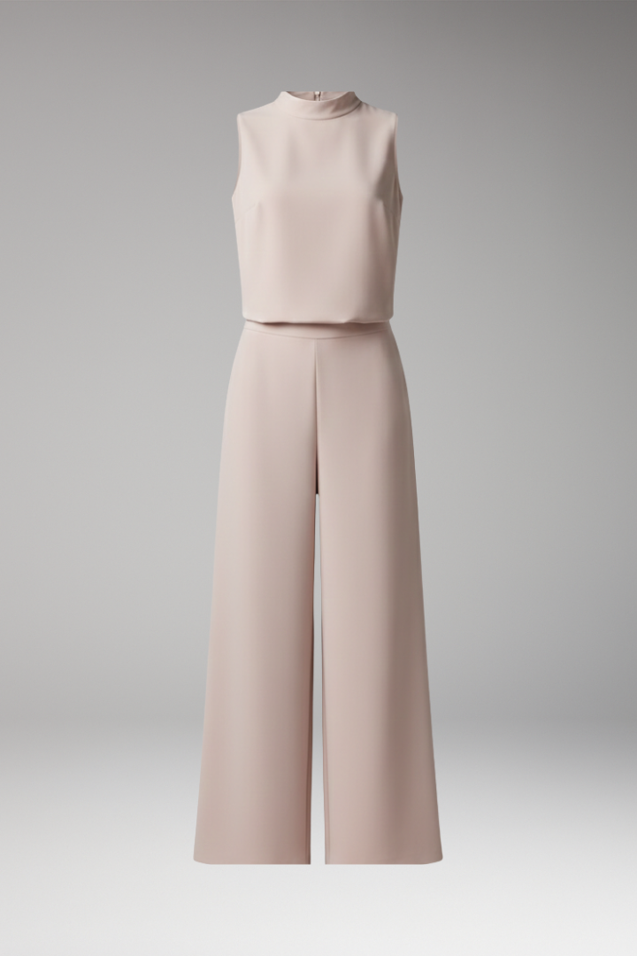 Women's Jumpsuit with High Collar and Wide Legs