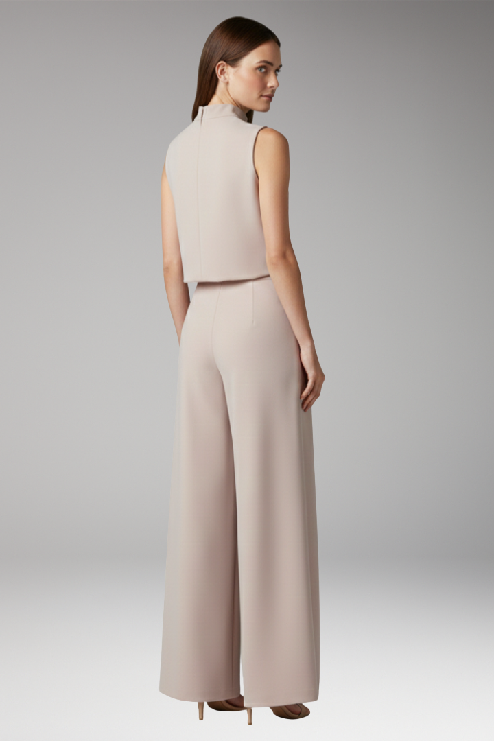 Women's Jumpsuit with High Collar and Wide Legs