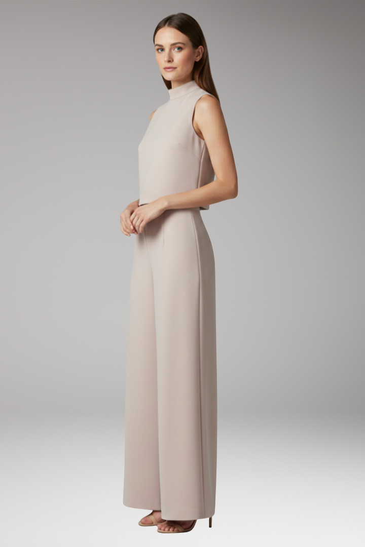 Women's Jumpsuit with High Collar and Wide Legs