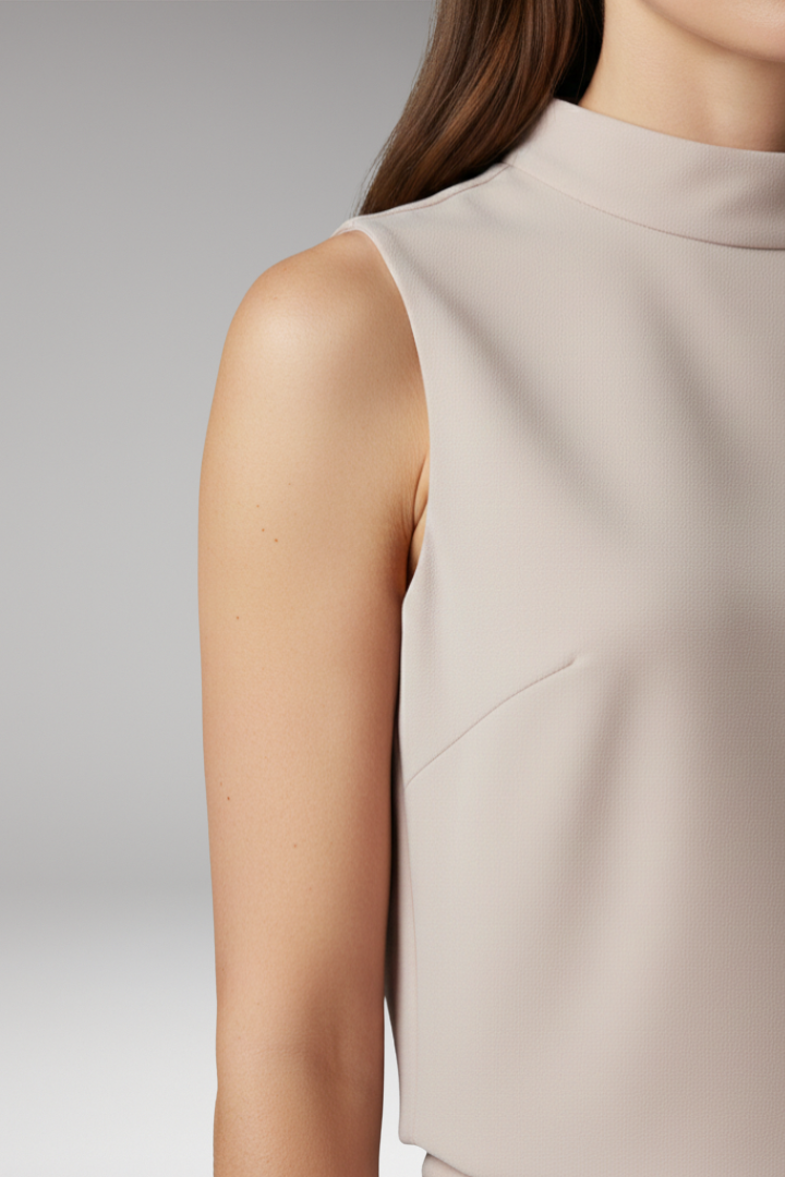 Women's Jumpsuit with High Collar and Wide Legs