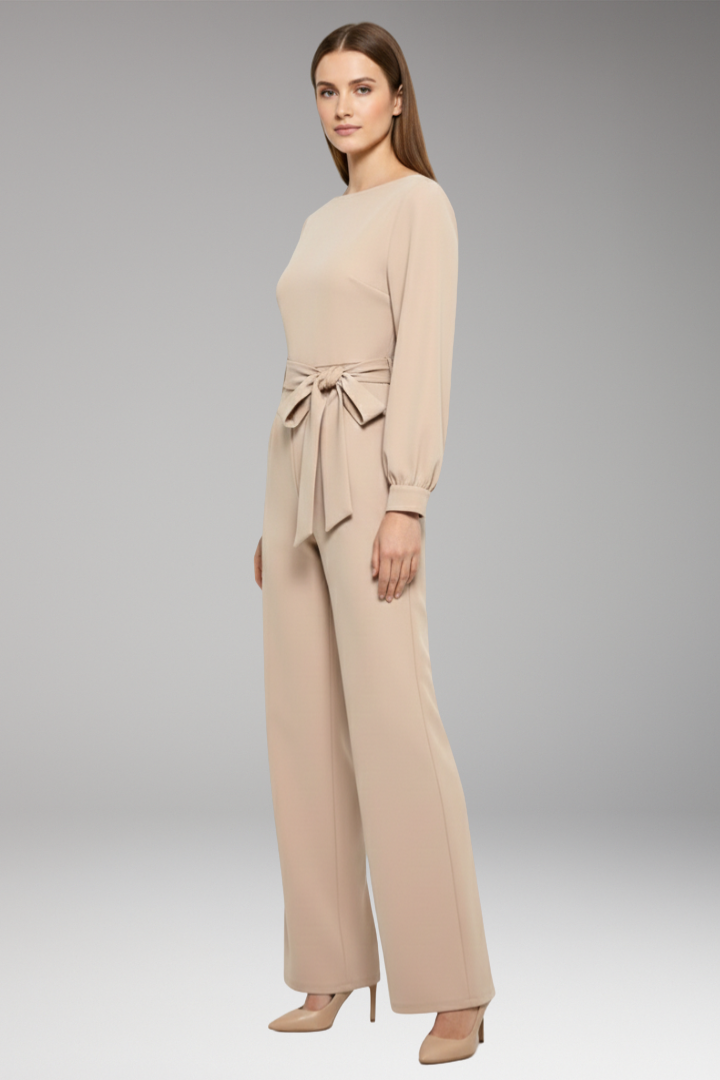 Women's Jumpsuit with Long Sleeves and Belt for Casual Wear