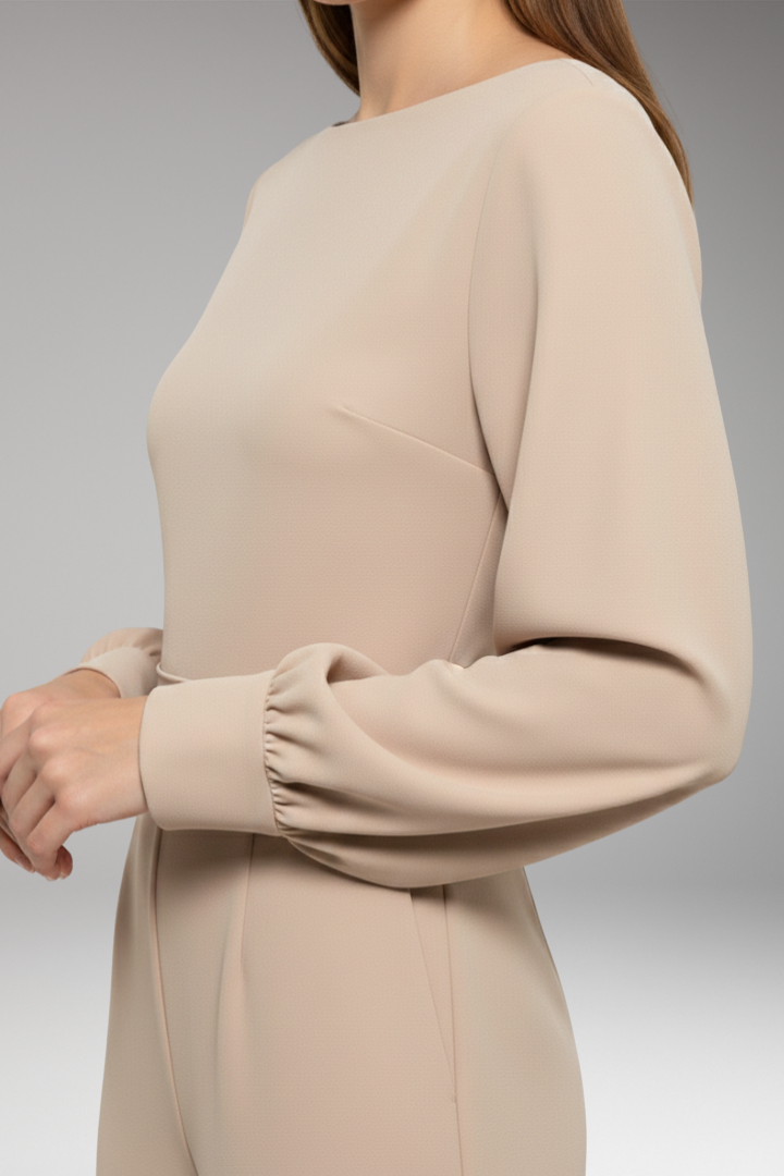 Women's Jumpsuit with Long Sleeves and Belt for Casual Wear
