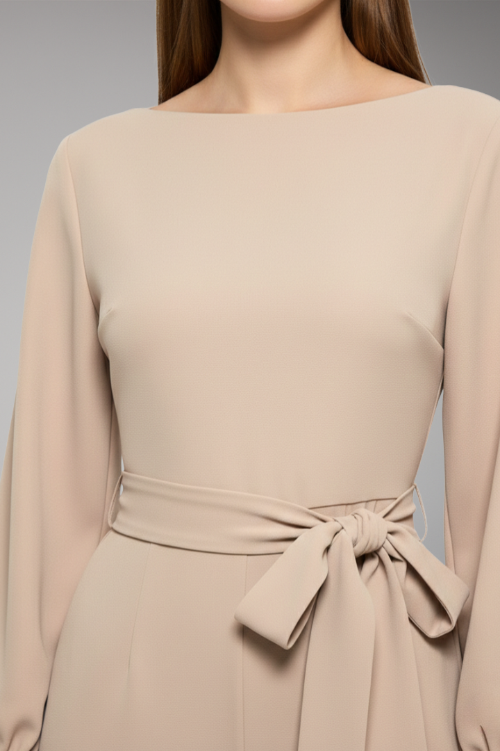 Women's Jumpsuit with Long Sleeves and Belt for Casual Wear