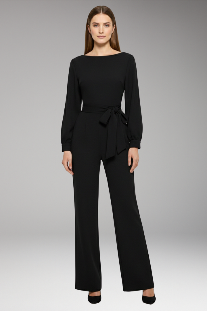 Women's Jumpsuit with Long Sleeves and Belt for Casual Wear