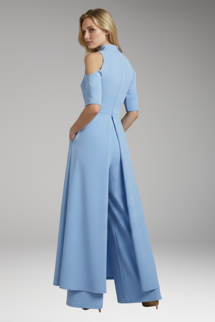 Women's Jumpsuit with Straight Legs and Round Neckline