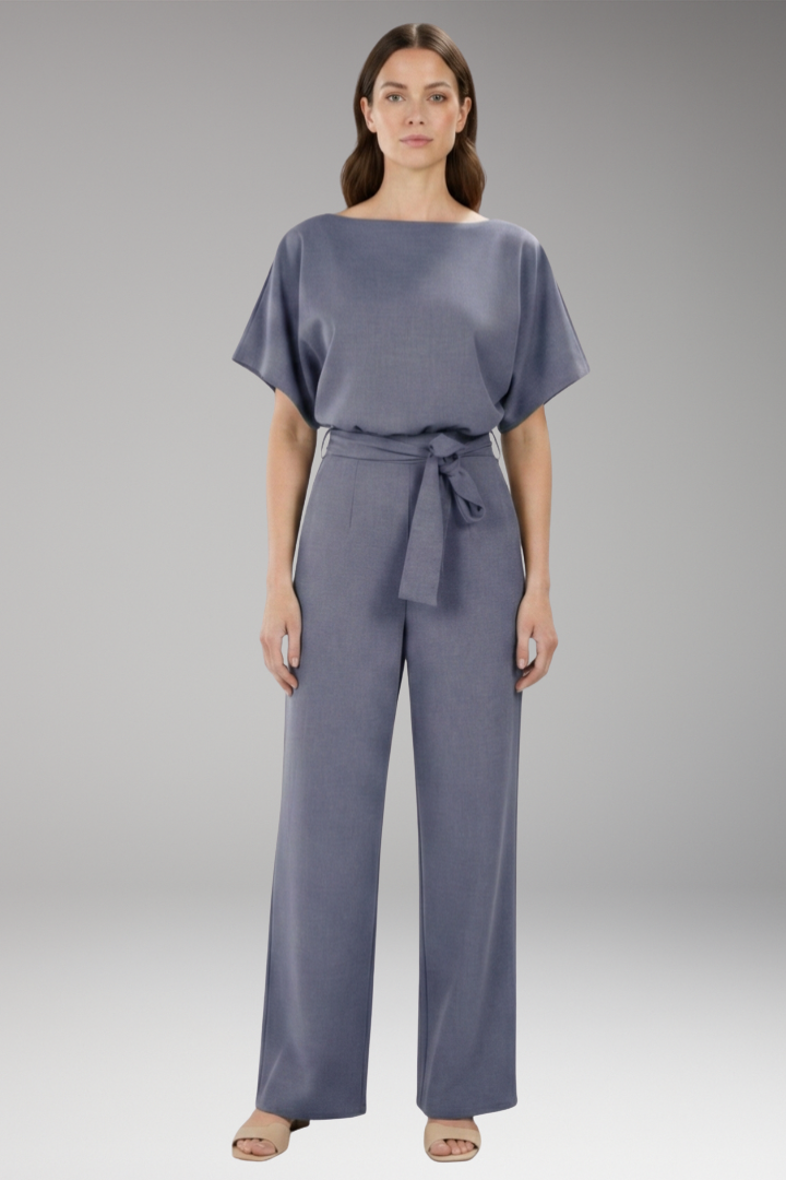 Women's Jumpsuit with Wide Legs and Tie Belt