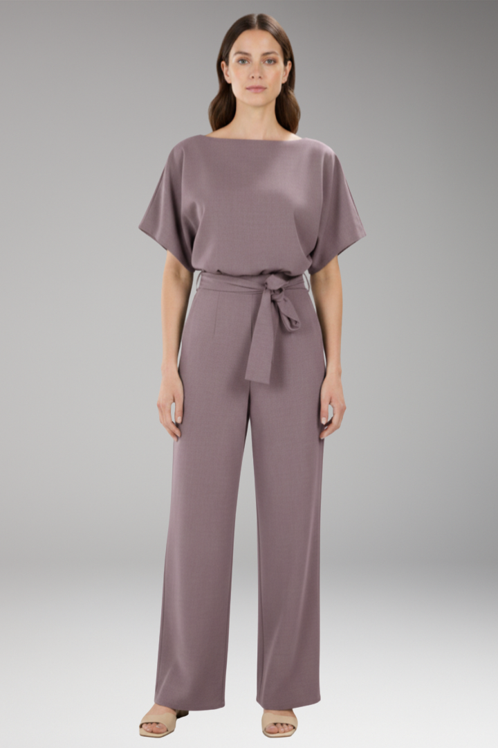 Women's Jumpsuit with Wide Legs and Tie Belt