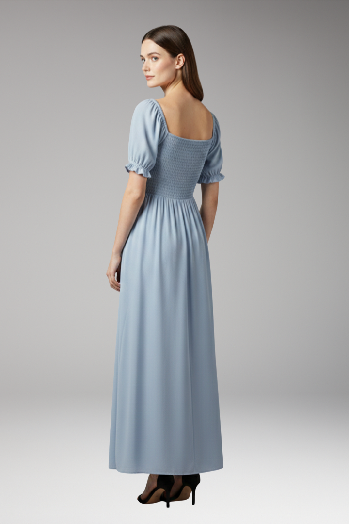 Women's Off-the-Shoulder Dress with Smocked Bodice and Puff Sleeves