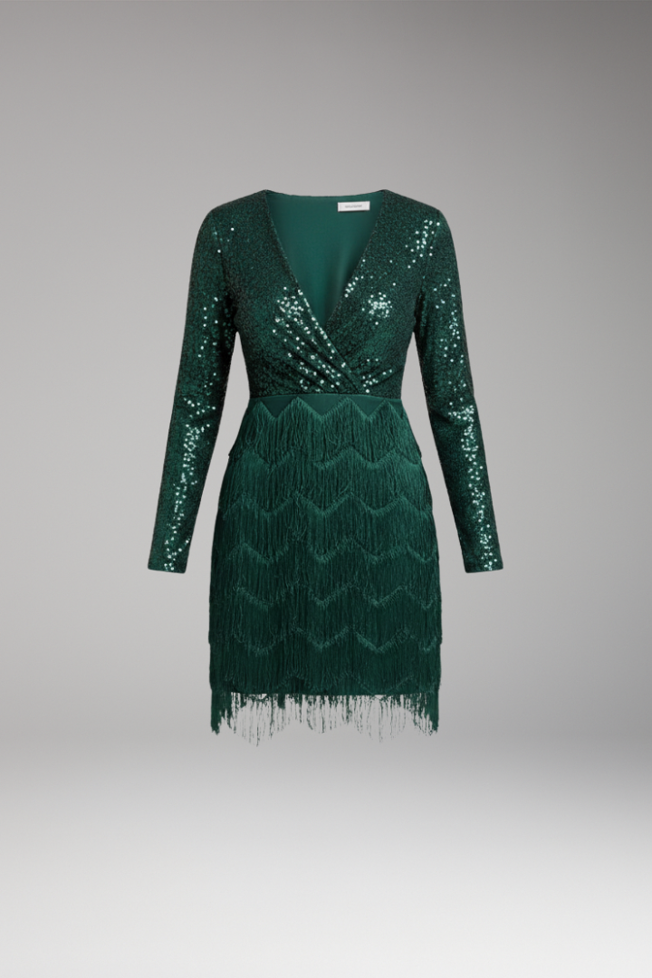 Women's Party Dress with Feathers and Structured Fit