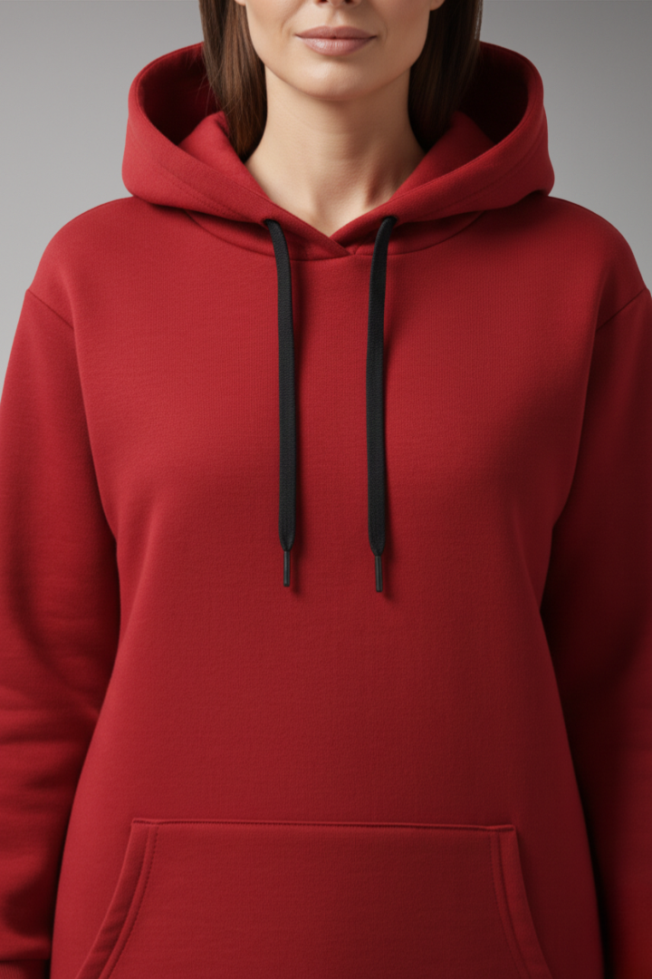 Women's Hooded Dress with Kangaroo Pocket and Drawstring Hood