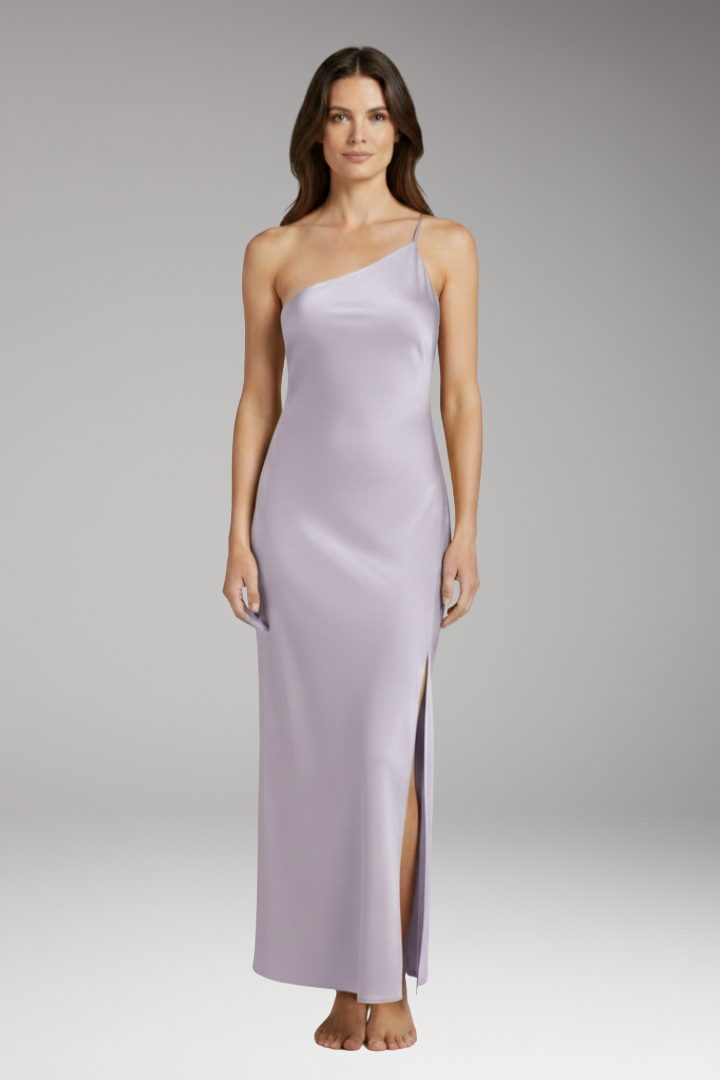 Women's Satin Slip Dress with Slit and Elegant Fit