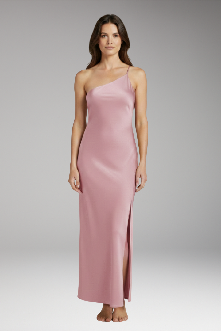 Women's Satin Slip Dress with Slit and Elegant Fit