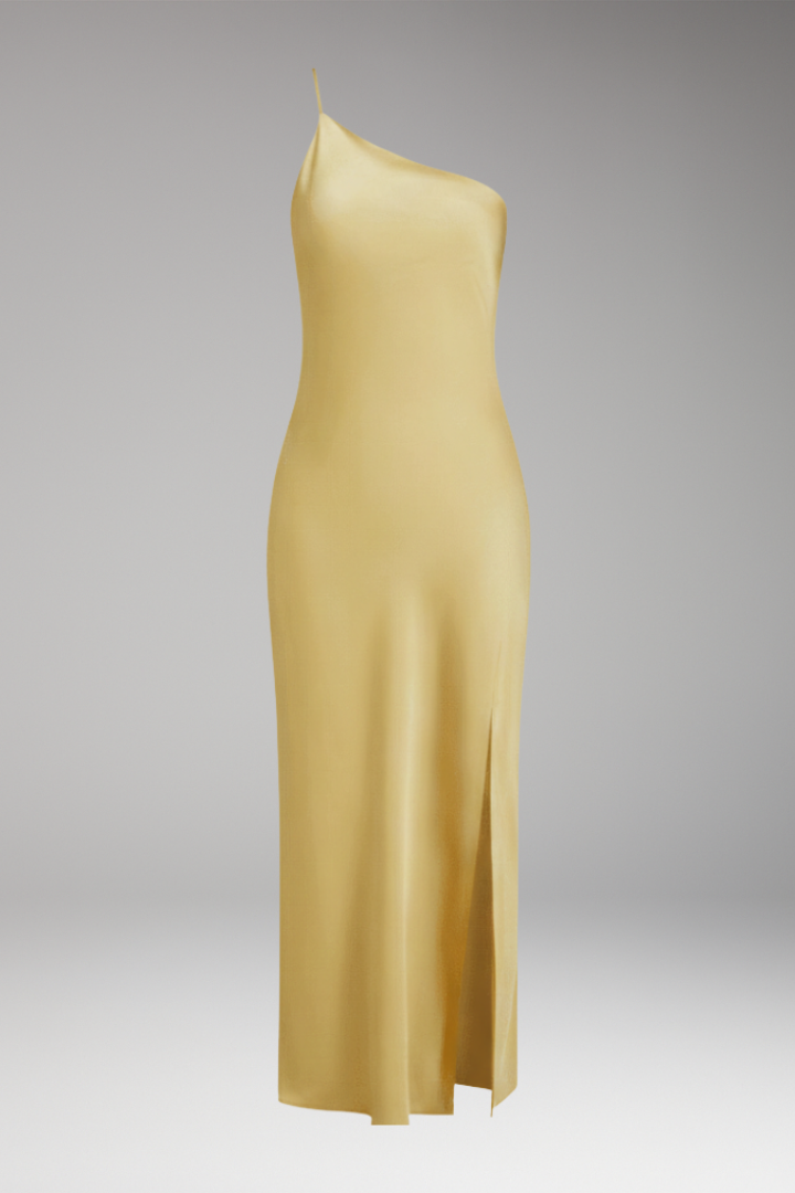Women's Satin Slip Dress with Slit and Elegant Fit