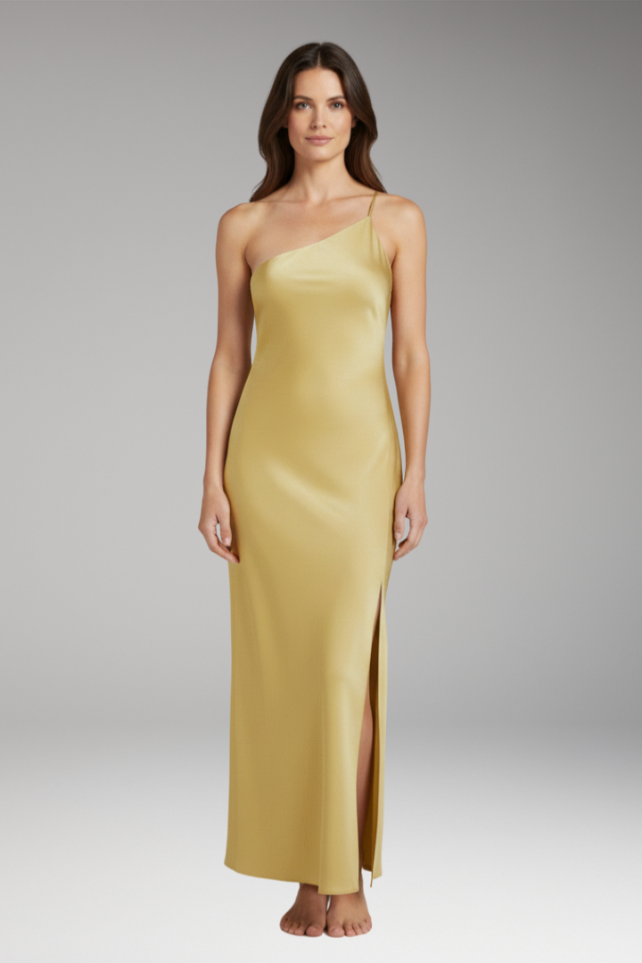 Women's Satin Slip Dress with Slit and Elegant Fit