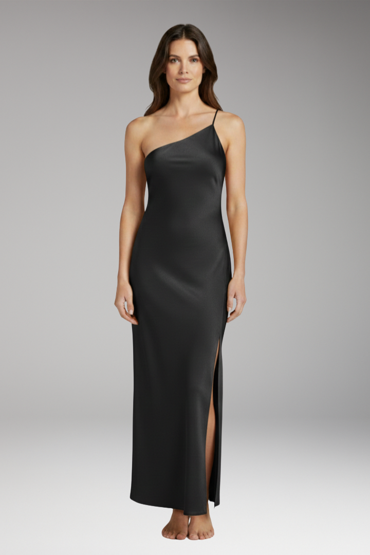 Women's Satin Slip Dress with Slit and Elegant Fit