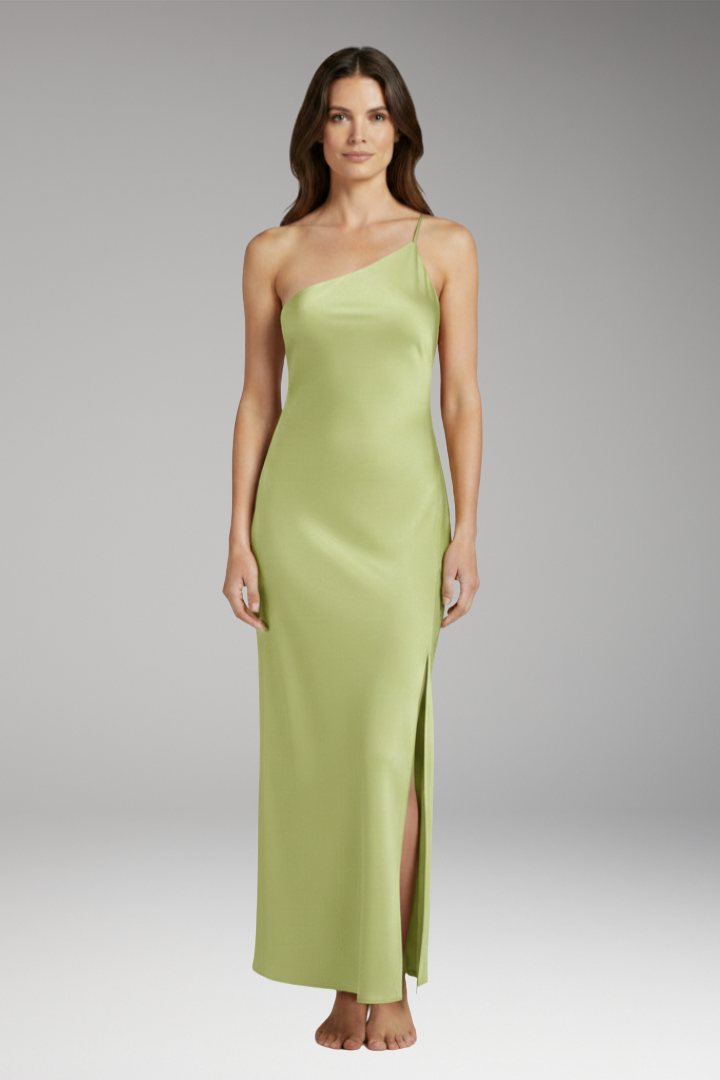Women's Satin Slip Dress with Slit and Elegant Fit